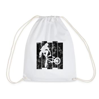 BMX Rad Fahrrad Retro Geschenk Bicycle Motocross - Turnbeutel - Weiß - Vorne