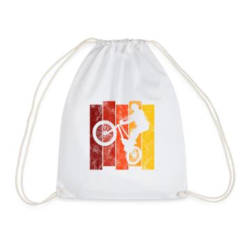 BMX Rad Fahrrad Retro Geschenk Bicycle Motocross - Turnbeutel - Weiß - Vorne