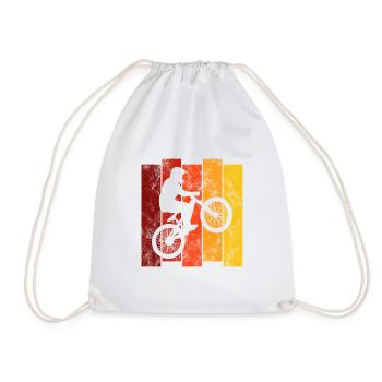 BMX Bike Bike Retro Gift Bicycle Motocross - Drawstring Bag - white - Front