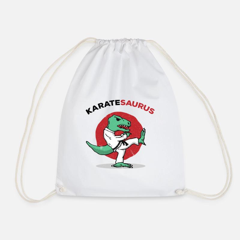 Karate Kung Fu Judo Martial Arts Dino T-rex Gift - Drawstring Bag - white