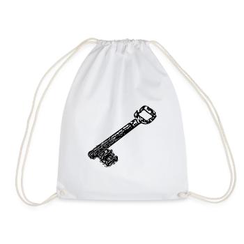 Vintage ancient rusty rustic house keys - Drawstring Bag - white - Front