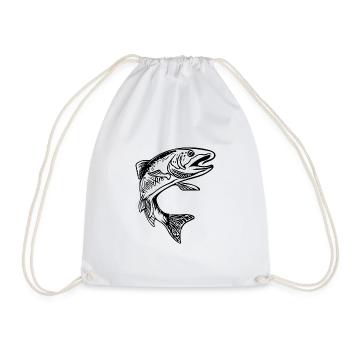Vintage Trout Elegant char in the jump - Drawstring Bag - white - Front