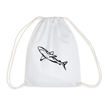 Elegant sleek deep-sea shark - Drawstring Bag - white - Front