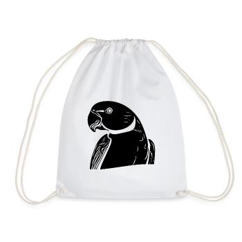 Collared Parakeet Portrait Vintage Parrot Drawing - Drawstring Bag - white - Front