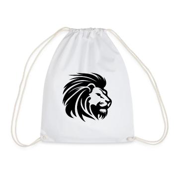 Mighty Lion Head with Mane Tattoo Style - Drawstring Bag - white - Front