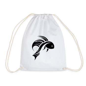 Fight Fish Portrait Tattoo - Drawstring Bag - white - Front