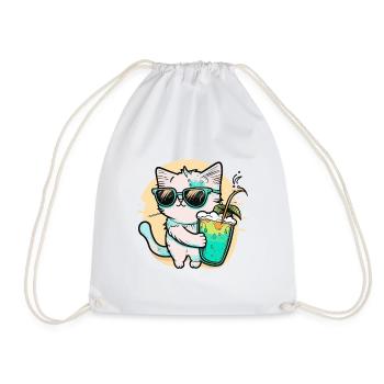 The coolest cat on the beach - Drawstring Bag - white - Front