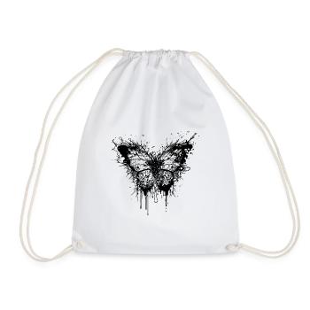Elegant Vintage Tattoo Style Butterfly - Drawstring Bag - white - Front