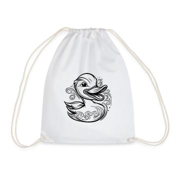 Canard nageur mignon avec un sourire amusant - Sac de sport léger - blanc - Devant