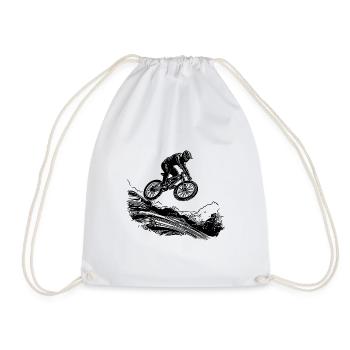 Vététistes avec vélo en bas de la montagne - Sac de sport léger - blanc - Devant