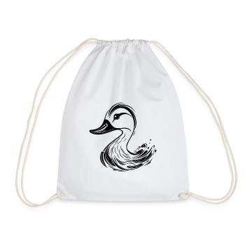 Cute Tattoo Style Duck - Drawstring Bag - white - Front