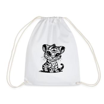 Cute little kids tiger with striped pattern - Drawstring Bag - white - Front