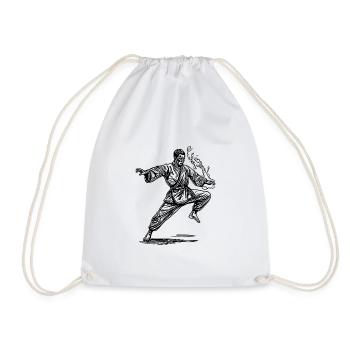 Karate Martial Arts Master Pose Tattoo Style - Drawstring Bag - white - Front