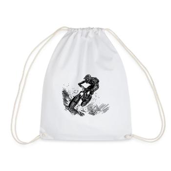 Mountain biker bike downhill jump - Drawstring Bag - white - Front