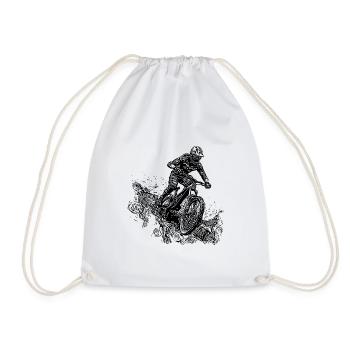 Cyclists Mountain Bikers Rain Mud Downhill - Drawstring Bag - white - Front