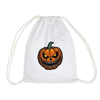 Halloween Kürbis Gesicht Glühende Augen Fratze - Turnbeutel - Weiß - Vorne
