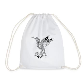 Geometric hummingbird in flight - Drawstring Bag - white - Front