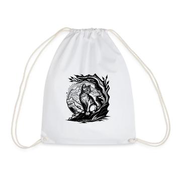 Pretty little nature cat in tattoo style - Drawstring Bag - white - Front