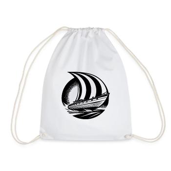 Sleek sailing ship with square sail - Drawstring Bag - white - Front
