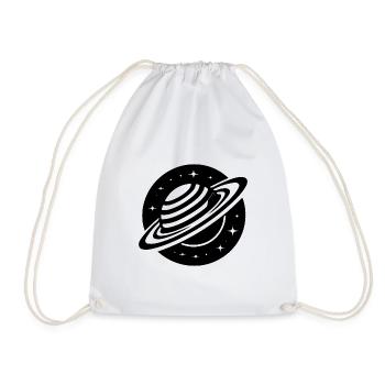 Space planet Saturn with ring system and stars - Drawstring Bag - white - Front