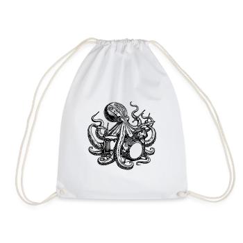 Oktopus spielt Schlagzeug - Turnbeutel - Weiß - Vorne