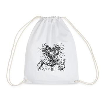 Heart in love bubbling out of hand in splash - Drawstring Bag - white - Front