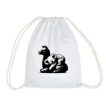 Cute koala on a sleeping llama - Drawstring Bag - white - Front