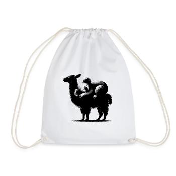 Knuffiges Lama mit chillendem Koala auf dem Rücken - Turnbeutel - Weiß - Vorne