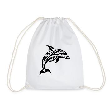 Springender süßer Tattoo Delfin - Turnbeutel - Weiß - Vorne