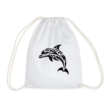 Cute Jumping Tattoo Dolphin Bottlenose dolphin - Drawstring Bag - white - Front