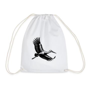Fliegender Storch im eleganten Segelflug - Turnbeutel - Weiß - Vorne