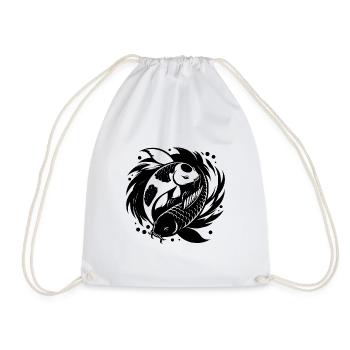 Yin and Yang Koi Carp Yoga Circle - Drawstring Bag - white - Front