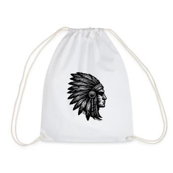 Grim warrior with magnificent headdress - Drawstring Bag - white - Front
