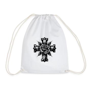 Rose avec des épines sur une croix - Sac de sport léger - blanc - Devant