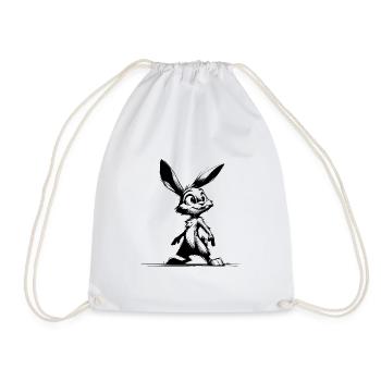 Cuddly bunny with big eyes and ears - Drawstring Bag - white - Front