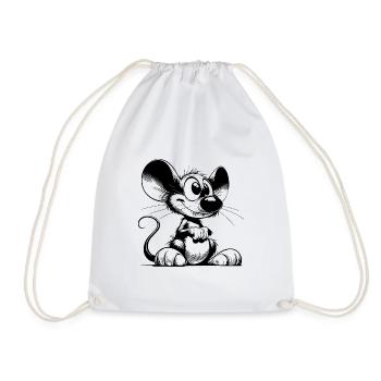 Fun mouse with huge ears and big feet - Drawstring Bag - white - Front