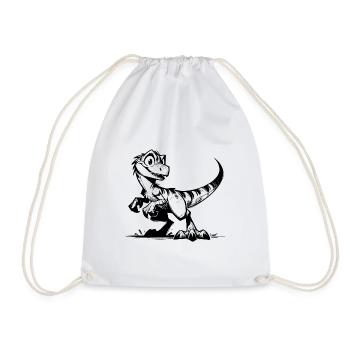 Little Raptor Kids Baby Dino Sketch - Drawstring Bag - white - Front