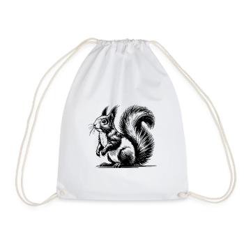 Cuddly Squirrel Pencil Stroke Sketch - Drawstring Bag - white - Front