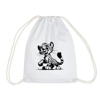 Croquis au crayon mignon pour enfants léopard - Sac de sport léger - blanc - Devant
