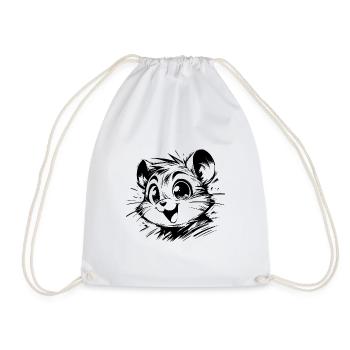 Cheerful Children Hamster Drawing - Drawstring Bag - white - Front
