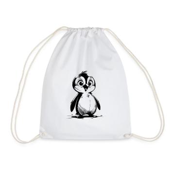 Penguin Baby Drawing Cartoon Style Penguins - Drawstring Bag - white - Front