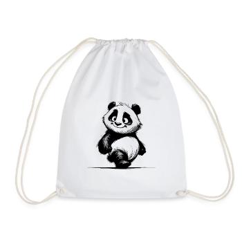 Knuddelbär Kinder Panda Baby Bleistift Skizze - Turnbeutel - Weiß - Vorne