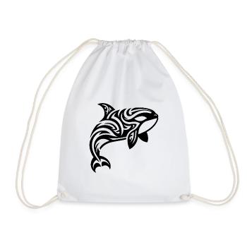 Orca Tribal Tattoo Style springt aus dem Wasser - Turnbeutel - Weiß - Vorne