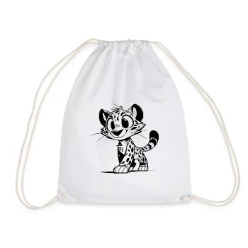 Small leopard with spots and big eyes - Drawstring Bag - white - Front