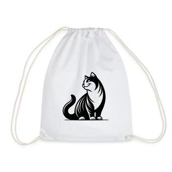 Purring cat with cute look - Drawstring Bag - white - Front