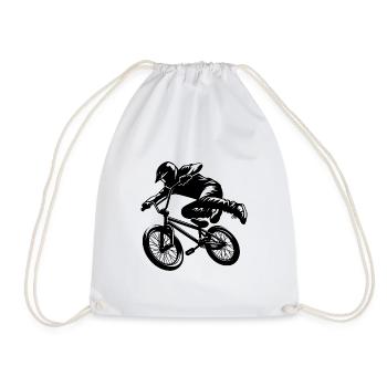 BMX Bike Stunt Fahrer Downhill Sprung Style - Turnbeutel - Weiß - Vorne