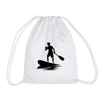 Stand Up Paddling paddling technique on the water - Drawstring Bag - white - Front