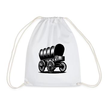 Classic Horse Covered Wagon - Drawstring Bag - white - Front