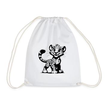 Elegant little grinning baby leopard - Drawstring Bag - white - Front
