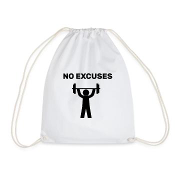 No Excuses Gym Shirt Fitness Sport - Turnbeutel - Weiß - Vorne
